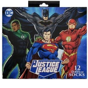 12 Pair Socks Justice League 12 Days of Socks DC Comics 12-Pack Size 6-12